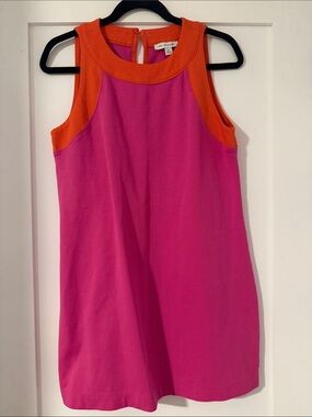 Sleeveless Colorblock Mini Dress - Pink & Orange